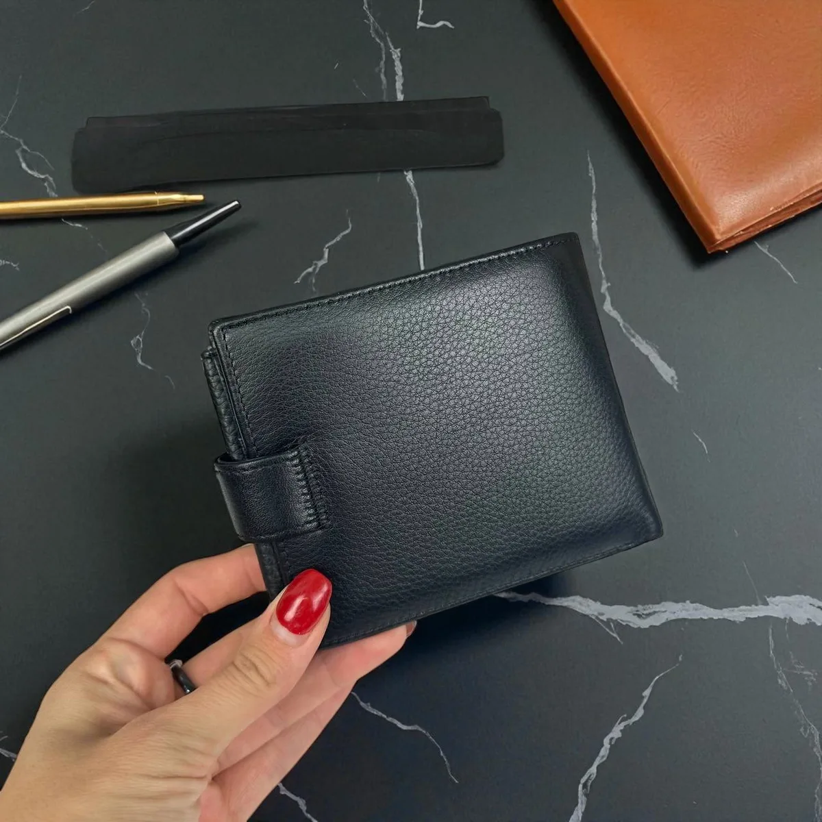 Чоловічий шкіряний гаманець Philipp Plein 12,5x10,5x1,5 см натуральна шкіра чорний