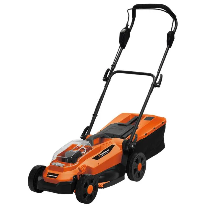 Акумуляторна газонокосарка Tekhmann TLM-2033/i20 BL, 20В, ширина косіння 33 см, об'єм травозбірника 30 л, висота скошування 20-60
