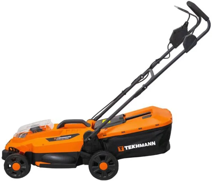 Акумуляторна газонокосарка Tekhmann TLM-2033/i20 BL, 20В, ширина косіння 33 см, об'єм травозбірника 30 л, висота скошування 20-60