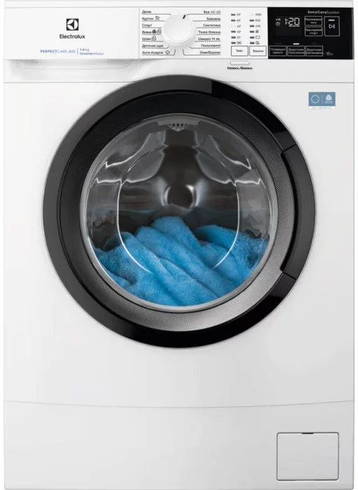 Стиральная машина Electrolux фронтальной загрузки, 6 кг, 1000 об/мин, класс энергоэффективности A, ширина 41 см, с дисплеем и инверторным двигателем, белая