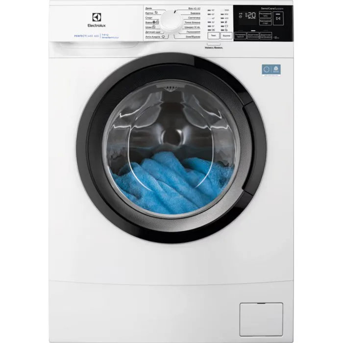 Стиральная машина Electrolux фронтальной загрузки, 6 кг, 1000 об/мин, класс энергоэффективности A, ширина 41 см, с дисплеем и инверторным двигателем, белая