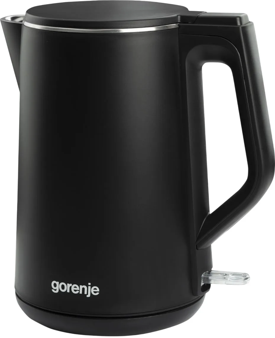 Электрочайник Gorenje, 1,5л, 2200 Вт, корпус из нержавеющей стали, Strix, матовый, черный