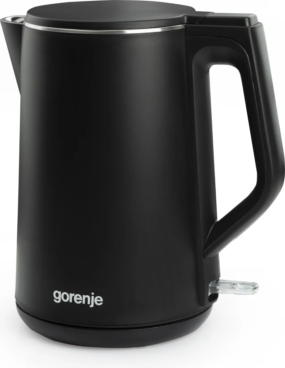 Электрочайник Gorenje, 1,5л, 2200 Вт, корпус из нержавеющей стали, Strix, матовый, черный
