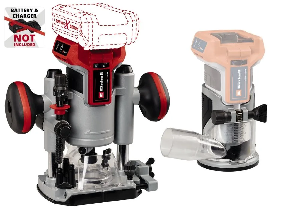 Акумуляторний фрезер Einhell Professional TP-RO 18 SetLI BL - Solo 18В, цанга 6 та 8 мм, 10000-30000 об/хв, вага 1.34 кг.