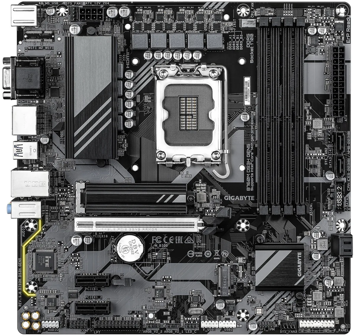 Материнська плата GIGABYTE B760M DS3H GEN5 B760 s1700 4xDDR5 M.2 HDMI ATX