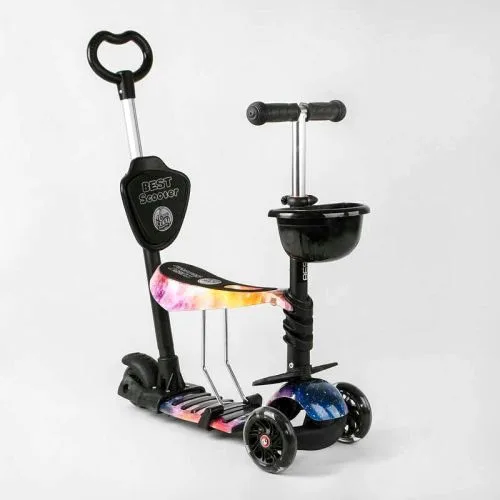 Самокат Best Scooter 5в1 с подсветкой колес для детей с ручкой родительского контроля.