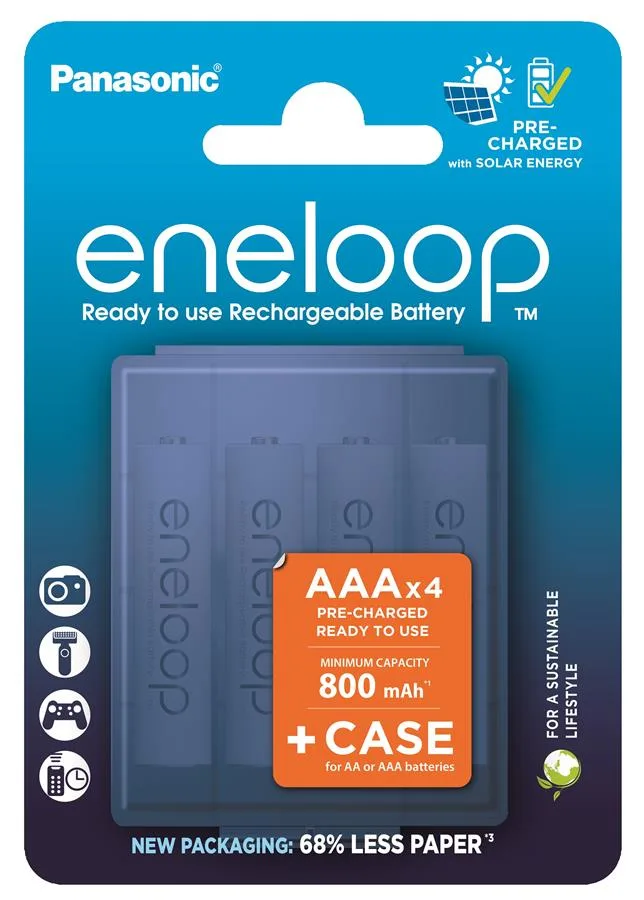 Акумулятор Panasonic Eneloop NI-MH  AAA 800 мАг, 4 шт, з кейсом для зберігання