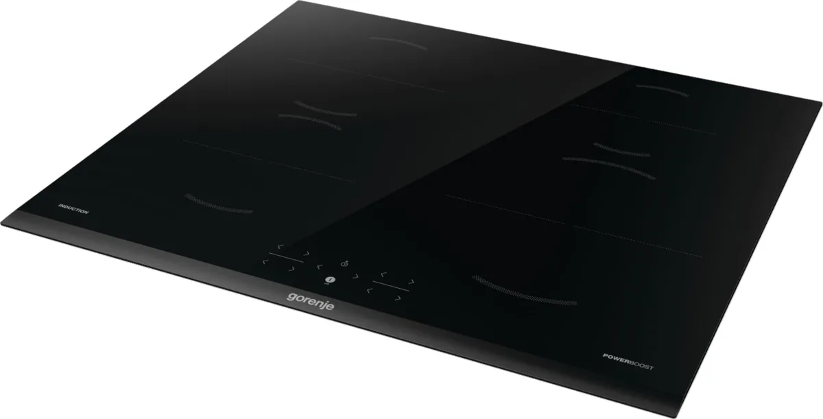 Індукційна варильна панель Gorenje, 60 см, з функцією PowerBoost та сенсорним керуванням, чорного кольору.