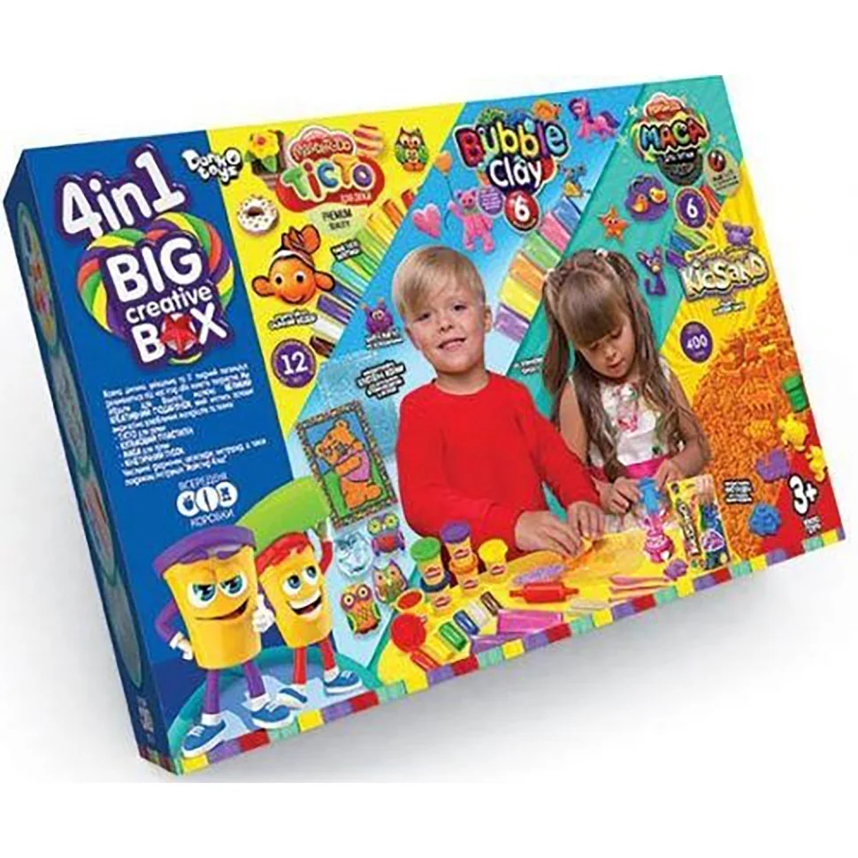 Набір для творчості Danko Toys тісто для ліплення 12 кольорів пластилін 6 кольорів блискітки 6 кольорів