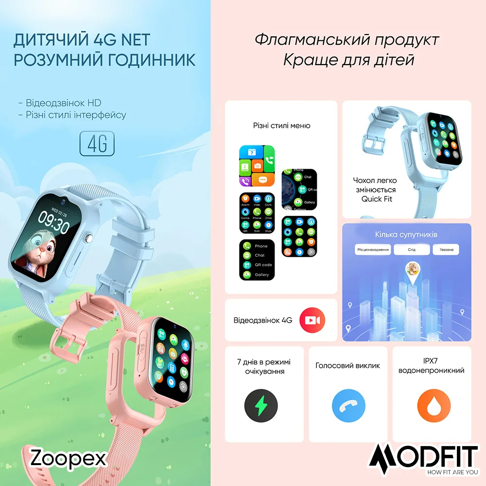 Умные детские часы Modfit полимер 26 см голубые