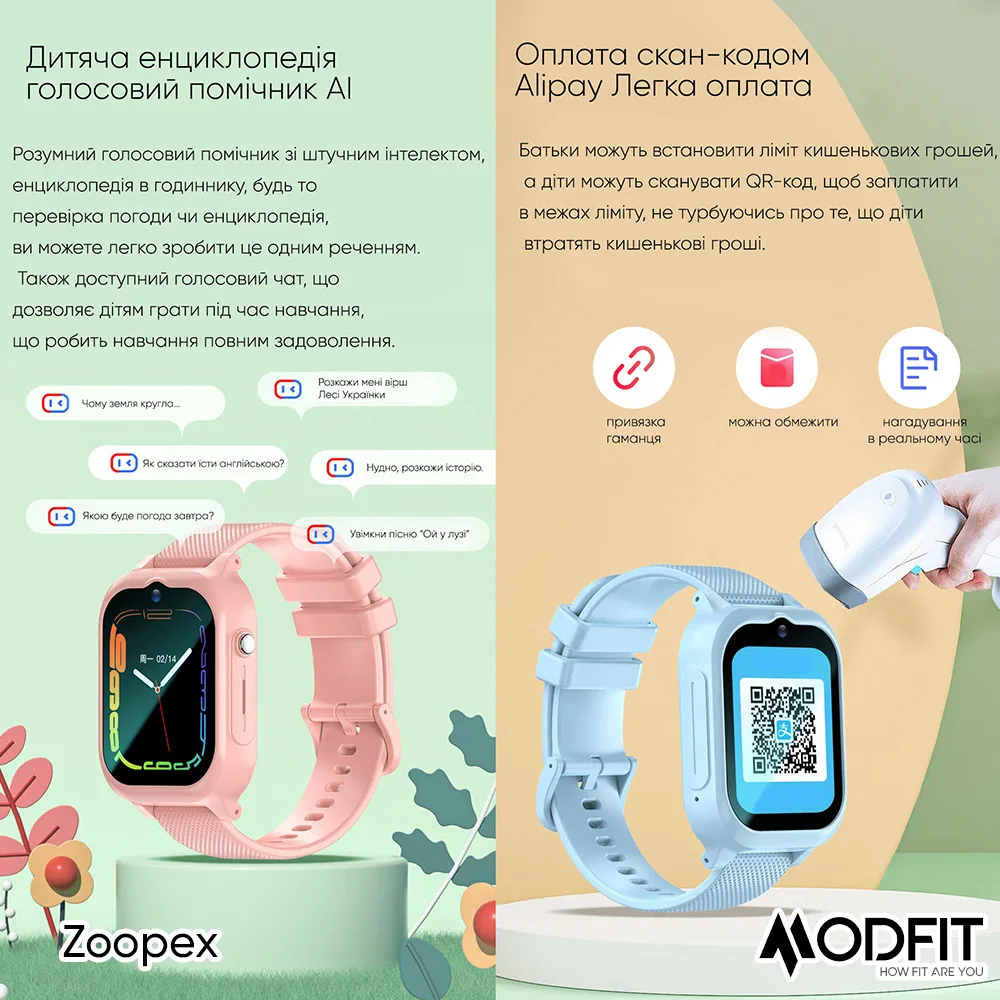 Умные детские часы Modfit полимер 26 см голубые