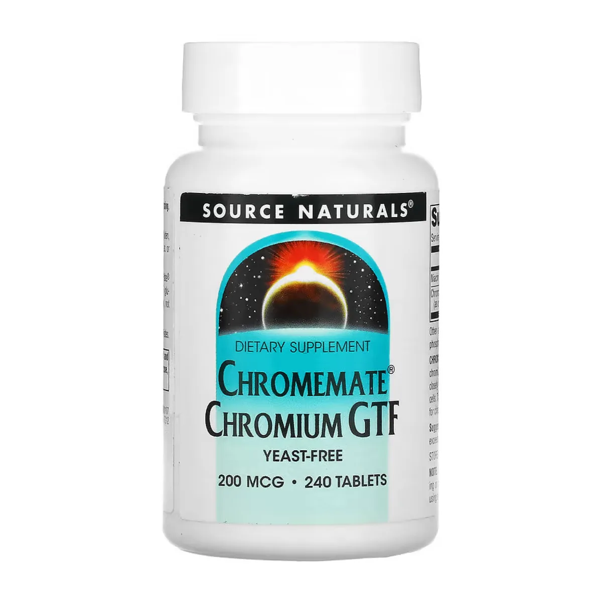 Хром хрому GTF Source Naturals 200 мкг без дріжджів 240 таблеток