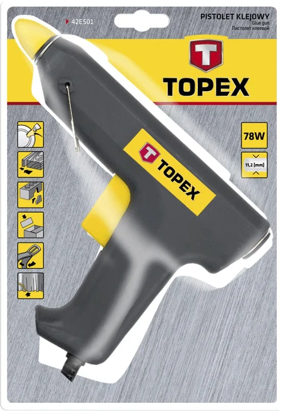 Клейовий пістолет TOPEX 78 Вт стрижні 11,2 мм продуктивність 12-18 г/хв