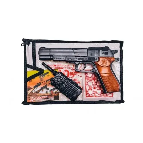 Игрушечный пистолет Golden Gun пластик 23,5х14х3 см чёрный с пистонами и рацией