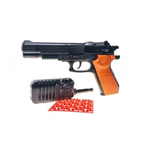 Игрушечный пистолет Golden Gun пластик 23,5х14х3 см чёрный с пистонами и рацией