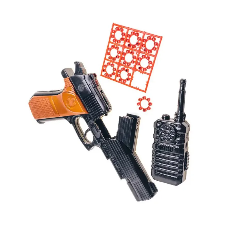 Игрушечный пистолет Golden Gun пластик 23,5х14х3 см чёрный с пистонами и рацией