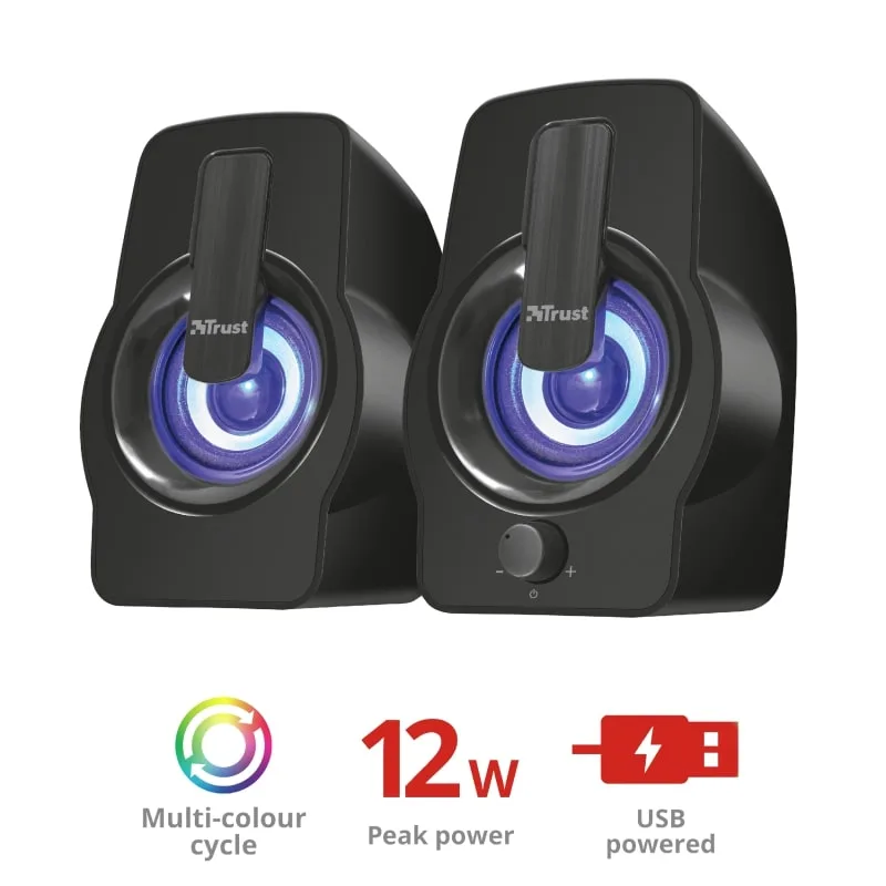 Акустическая система Trust Gemi 2.0, USB/AUX, RGB, черный