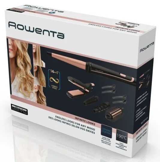 Мультіфункціональний стайлер Rowenta Infinite Looks 14 в 1, потужність понад 300 Вт, температура до 190°C, 5 насадок, зручний кейс