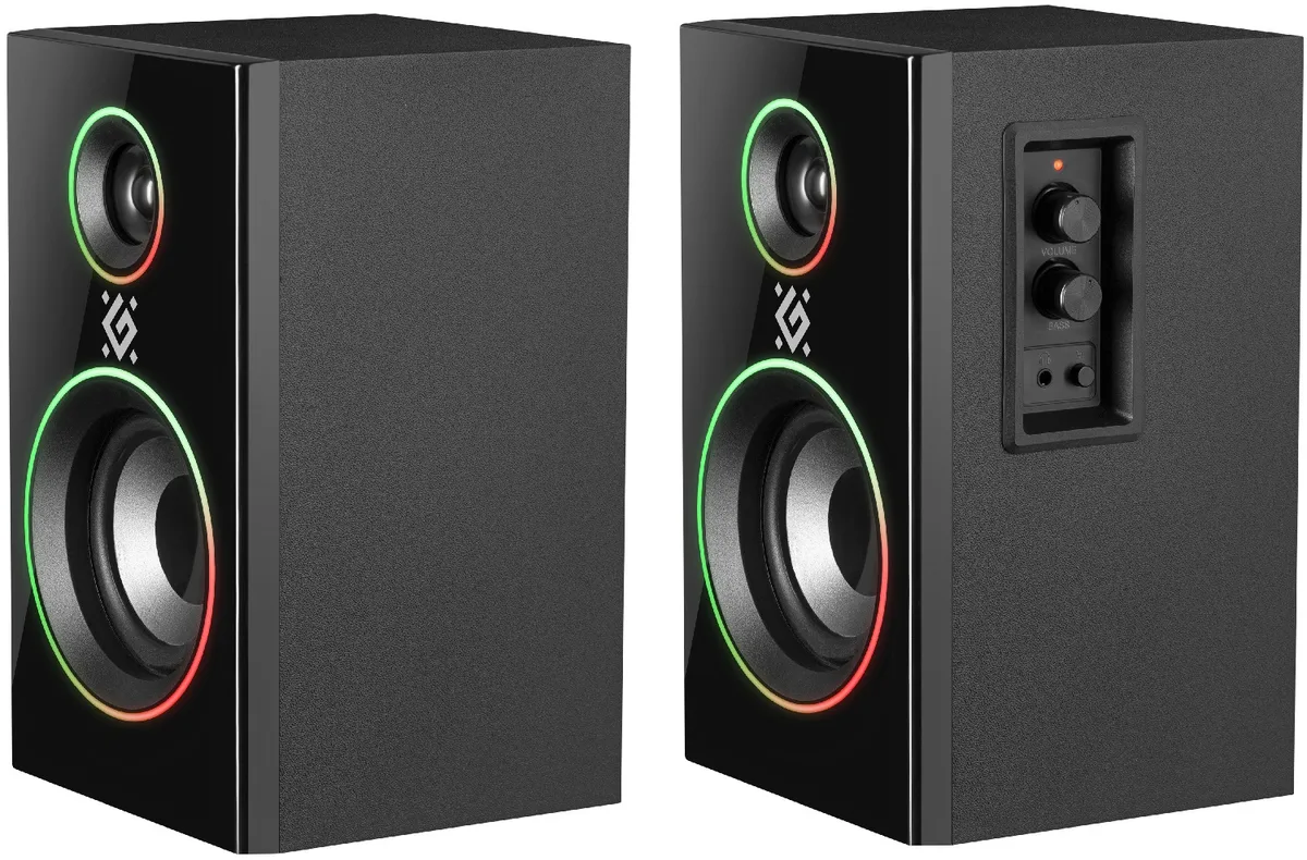 Акустика Defender Дерев'яна 130х200х230 мм Чорна Bluetooth 5.0 20 Вт