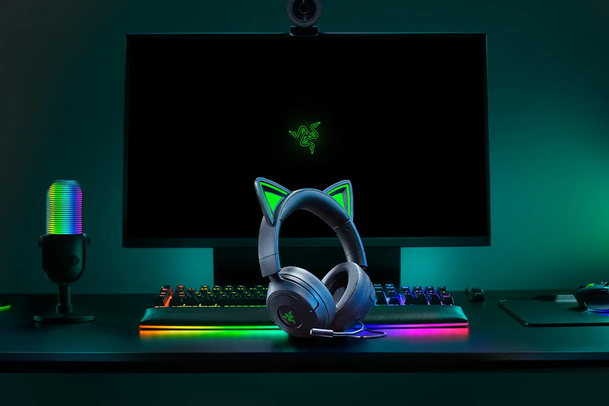 Гарнітура Razer дротова 40 мм чорна 1,3 м з котячими вушками