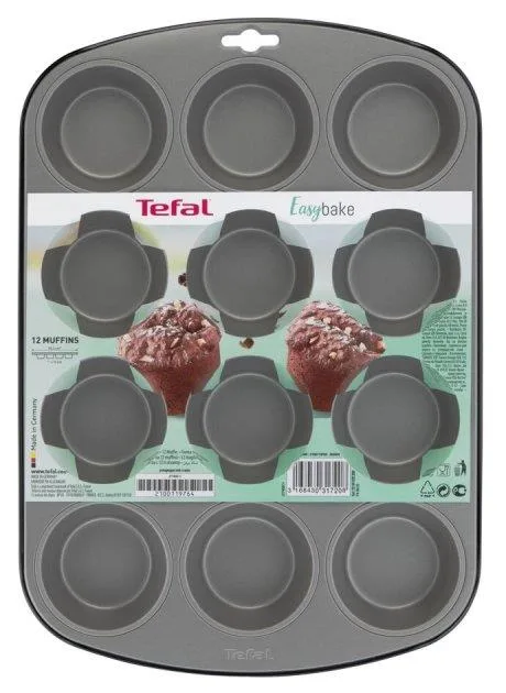 Форма для выпекания маффинов Tefal углеродная сталь 38х27 см серый на 12 шт
