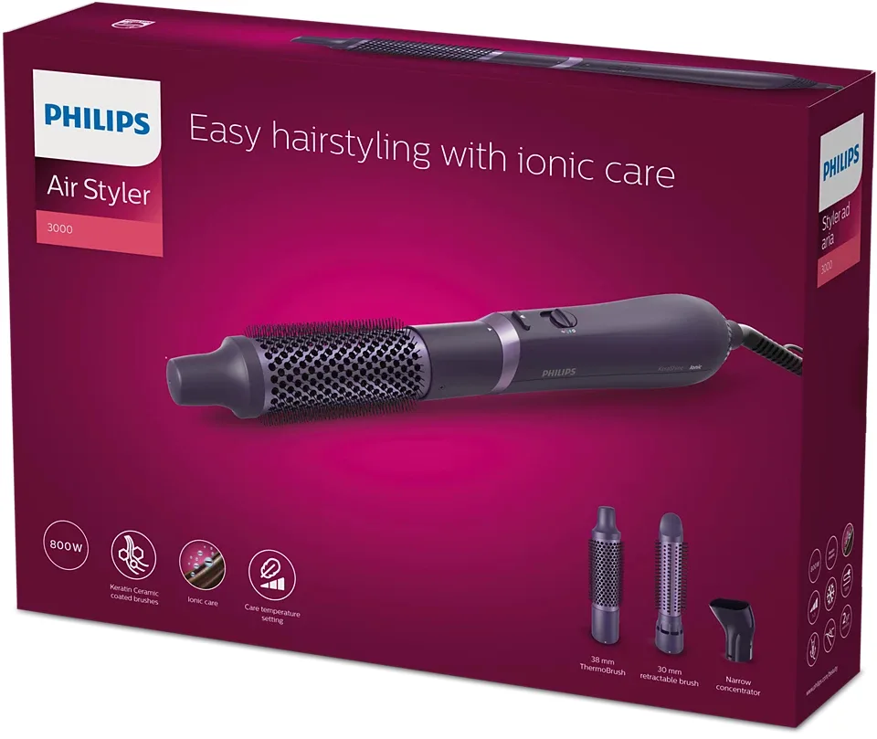 Фен-щітка Philips керамічна 38 мм фіолетова 800 Вт