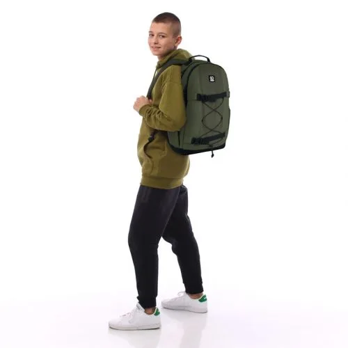 Рюкзак GoPack Education Teens 186 підлітковий хакі з відділенням для ноутбука та кишенями для речей
