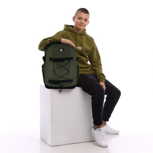 Рюкзак GoPack Education Teens 186 підлітковий хакі з відділенням для ноутбука та кишенями для речей