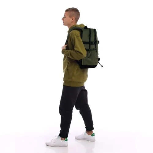 Рюкзак GoPack Education Teens 186 підлітковий хакі з відділенням для ноутбука та кишенями для речей