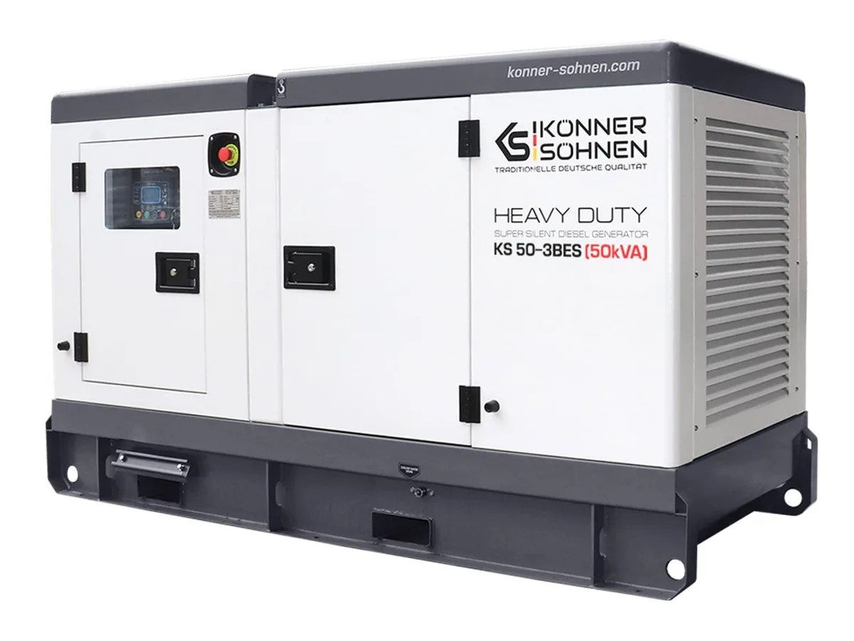 Дизельний генератор KonnerSohnen KS 50-3BES, 230/400В, 50/45кВА, з електричним стартером, двигун Baudouin, вага 967 кг.