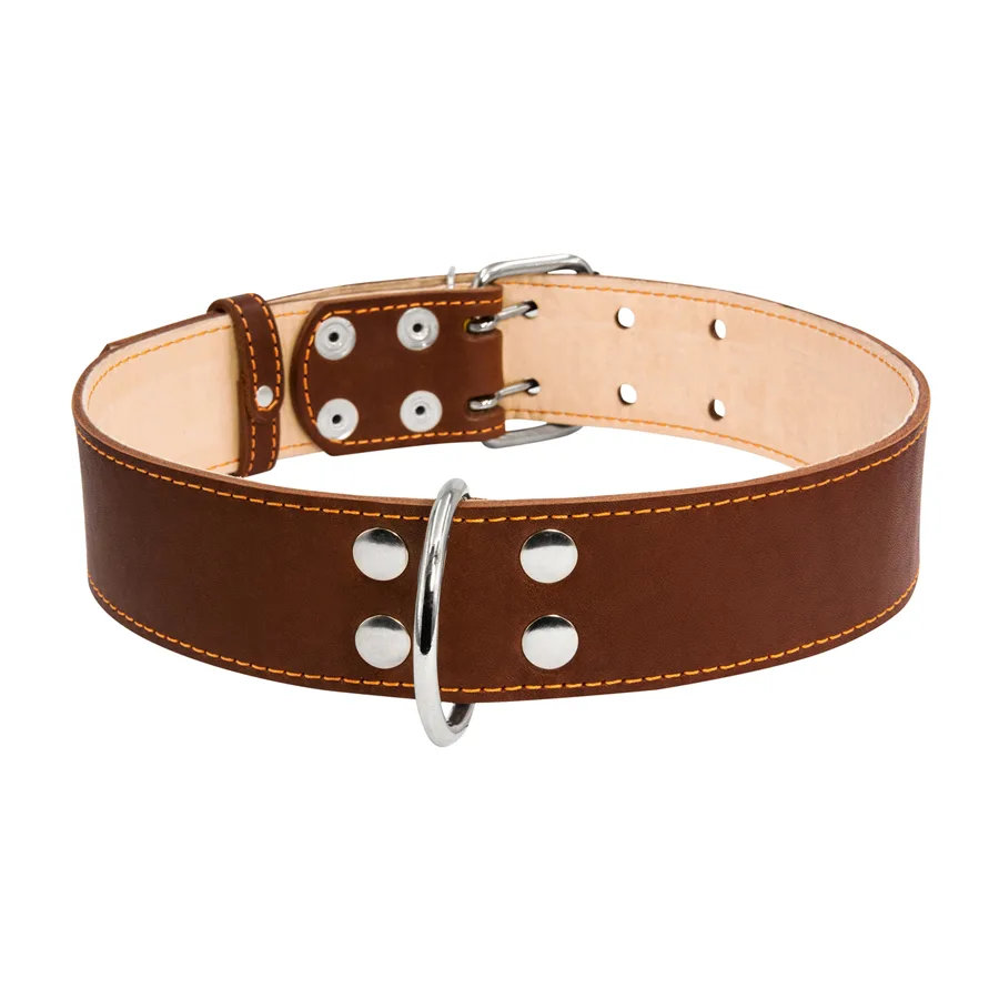 Нашийник подвійний CoLLaR 45мм 56-68см шкіряний коричневий для собак