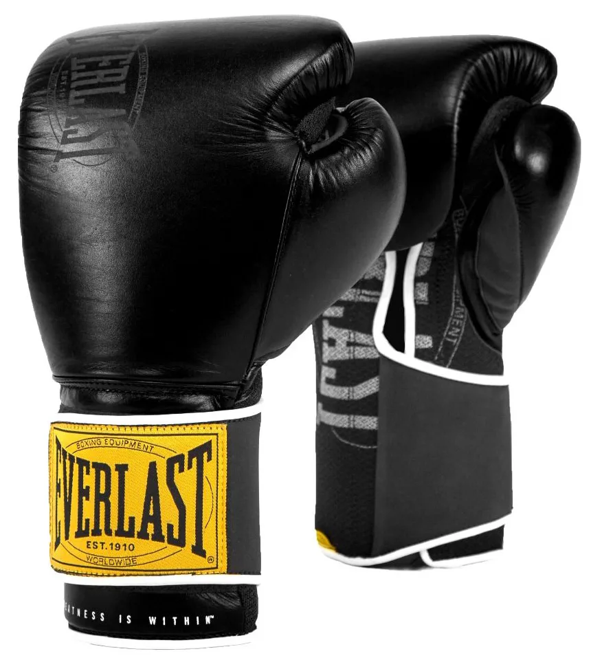 Боксерские перчатки Everlast синтетическая кожа 14 унций черные