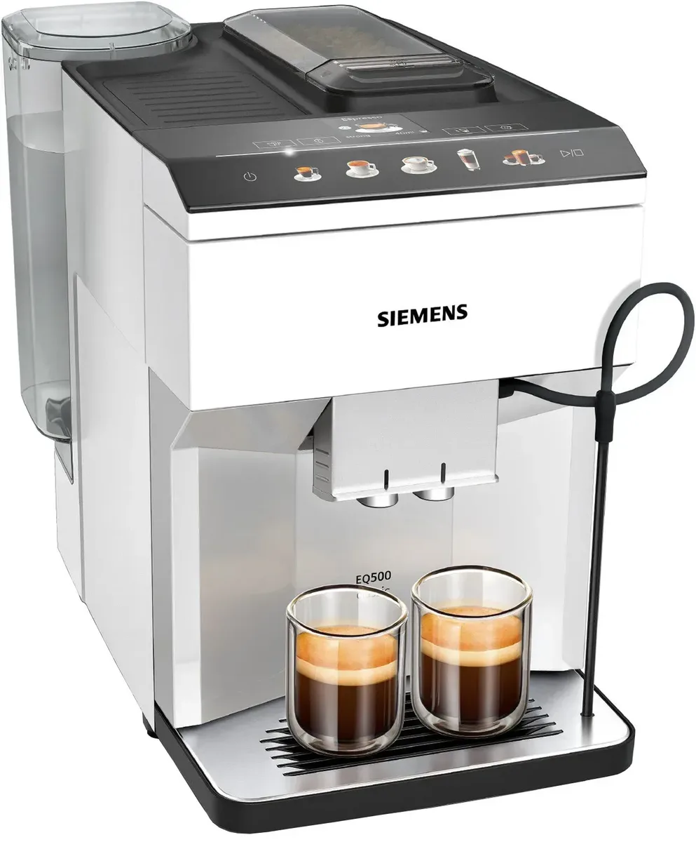 Кавоварка Siemens 1.9л з можливістю використання зернової та меленої кави, автоматичний капучинатор, 10 авторських рецептів - біла