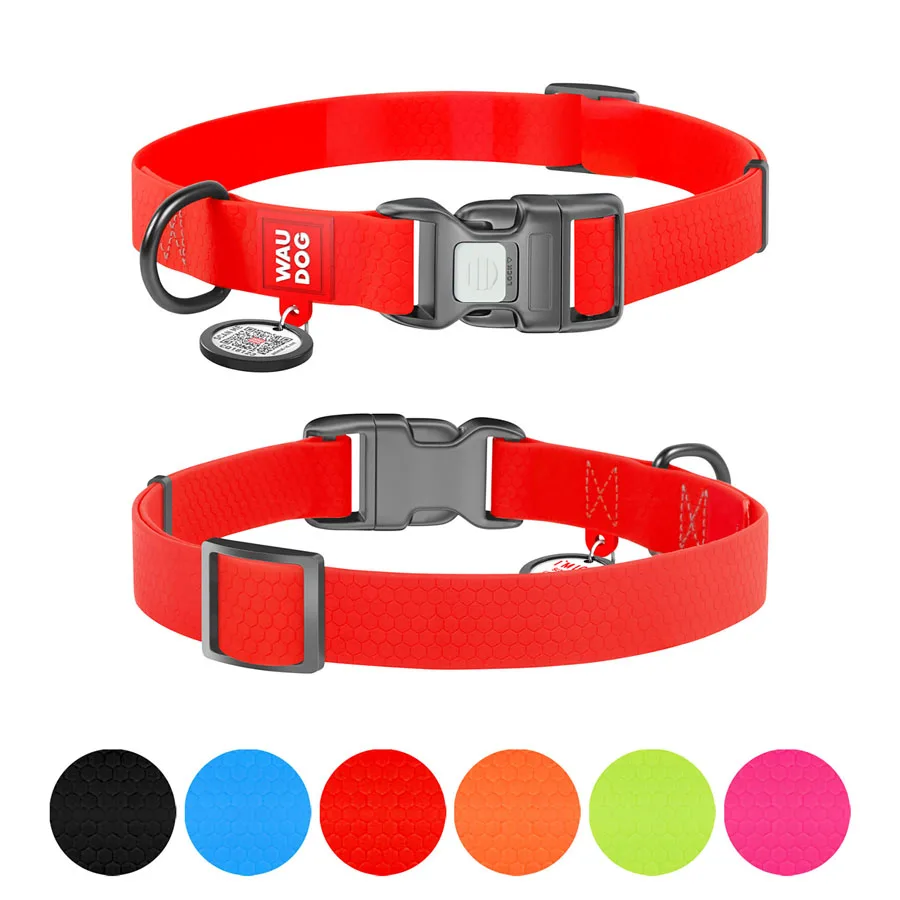 Нашийник WAUDOG Waterproof 25 мм x 38-58 см пластик червоний