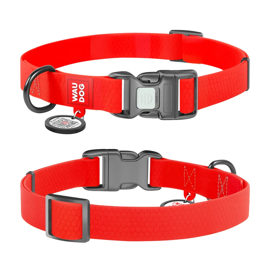 Нашийник WAUDOG Waterproof 25 мм x 38-58 см пластик червоний