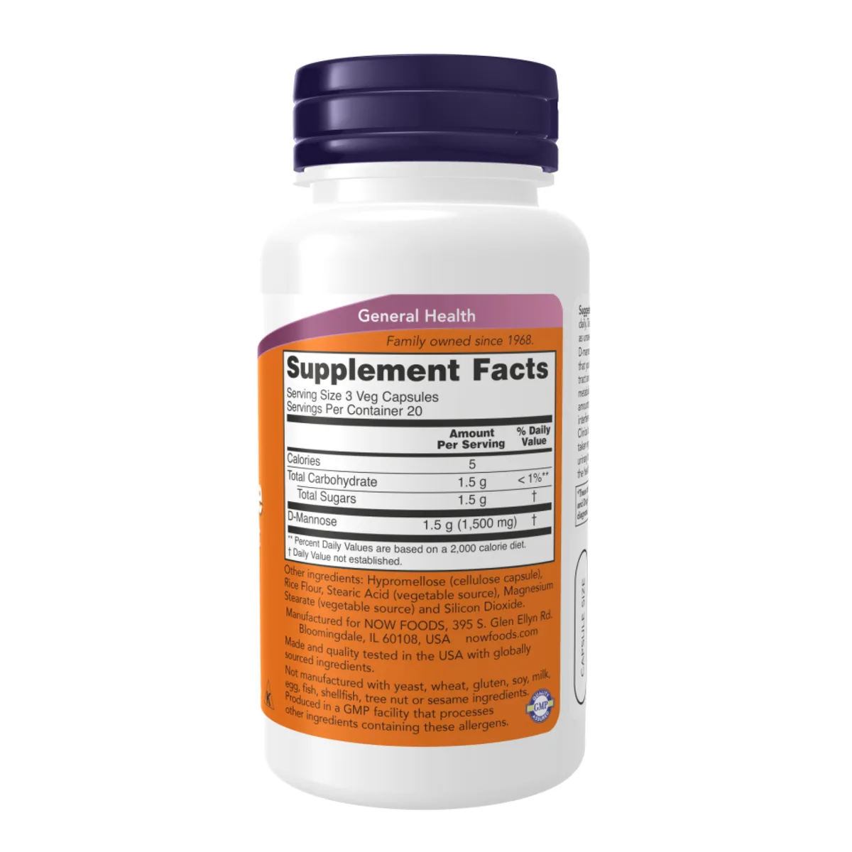 D-Mannose Urinary Support Now Foods вегетарианские капсулы 500 мг 60 шт