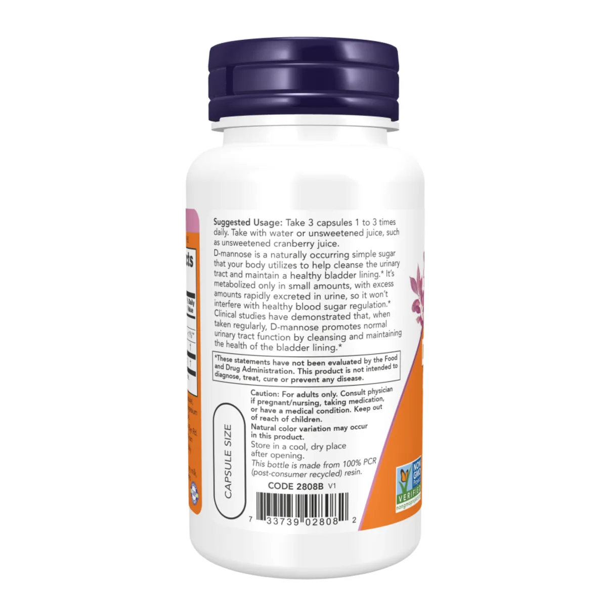 D-Mannose Urinary Support Now Foods вегетарианские капсулы 500 мг 60 шт