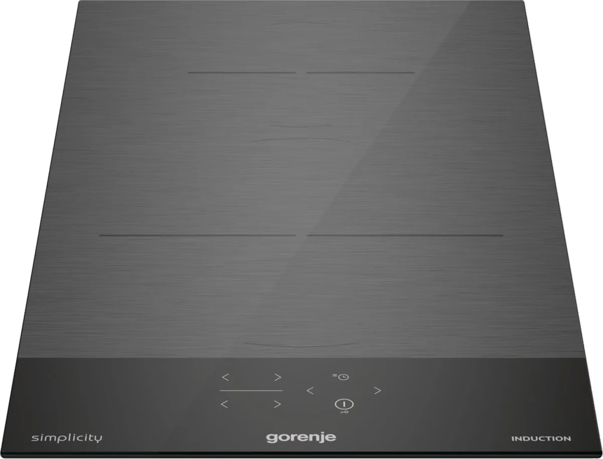Індукційна варильна поверхня Gorenje, 30 см, Доміно, з функцією PowerBoost, комбінація конфорок, чорного кольору.