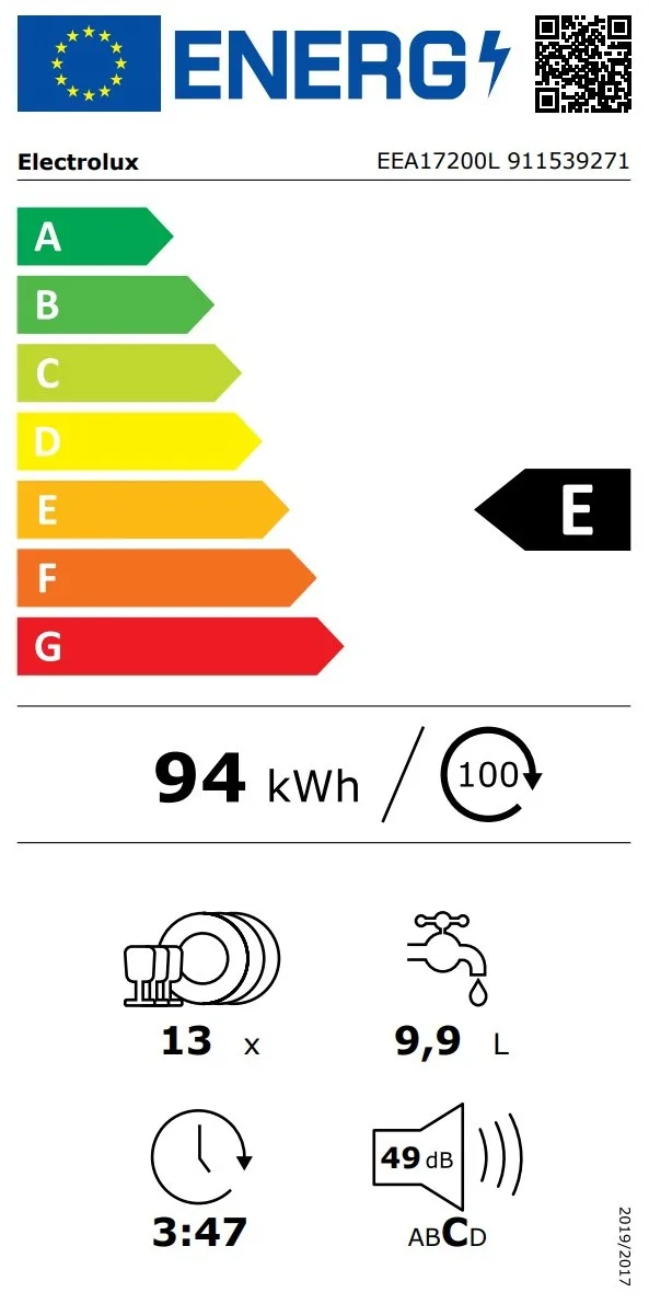 Посудомийна машина Electrolux вбудована чорна 13 комплектів для кухні з інвертором і автоматичним сушінням