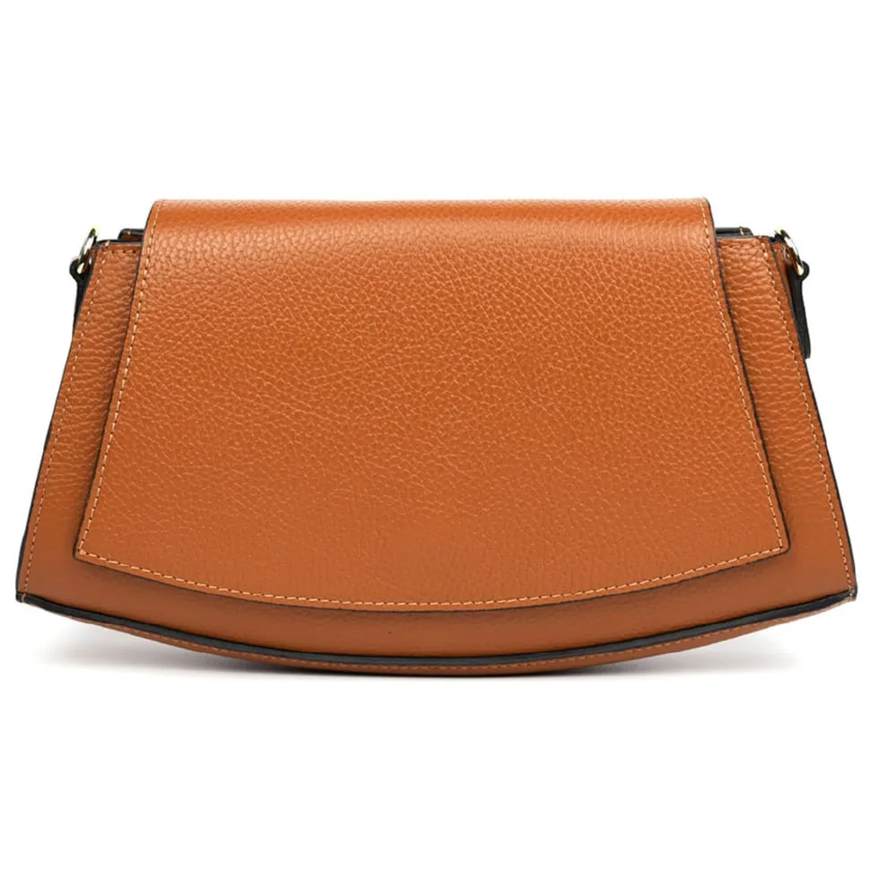 Жіноча шкіряна сумка Firenze коньячного кольору сумка через плече з регульованим ременем повсякденна сумка для жінок.