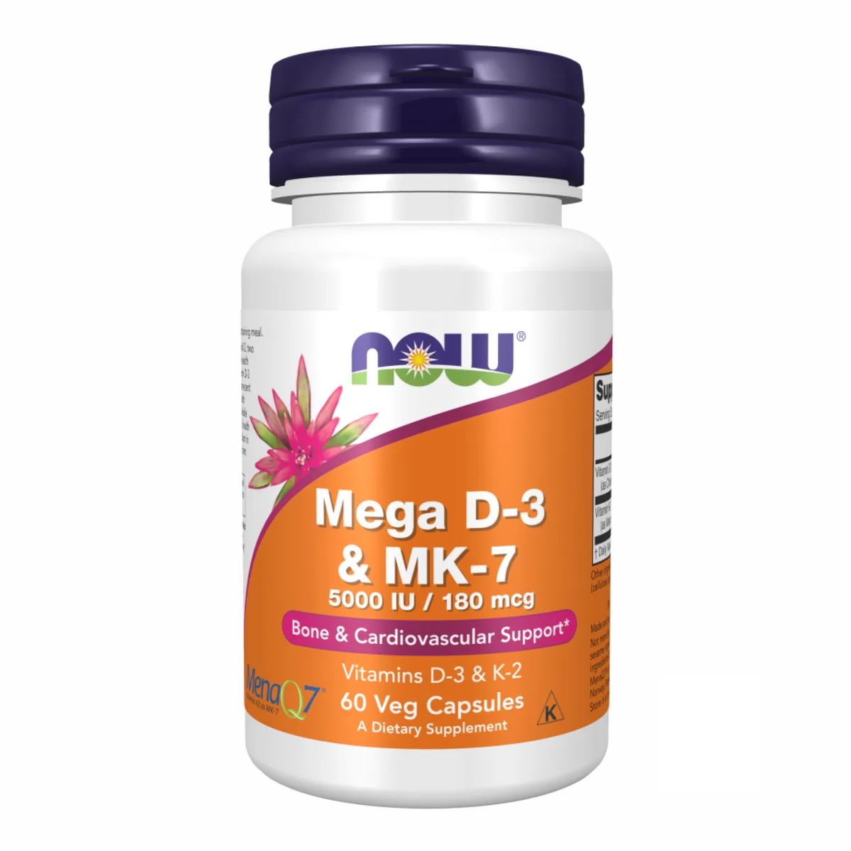 Вітамін D3 і K2 MK7 Now Foods капсули 60 шт для підтримки імунної системи та кісток.