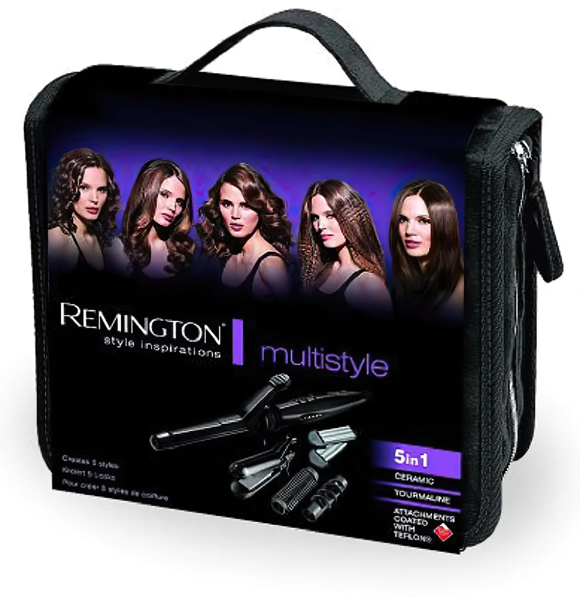 Мультіфункціональний стайлер Remington, 25 Вт, 5 температурних режимів (110-190°C), 5 насадок, зручний кейс, аксесуари, керамічне
