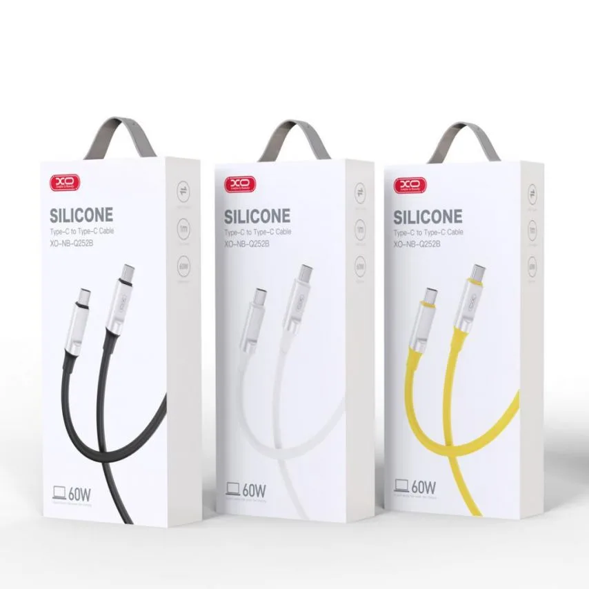 Кабель USB Type-C до Type-C 60W XO силіконовий 1м жовтий