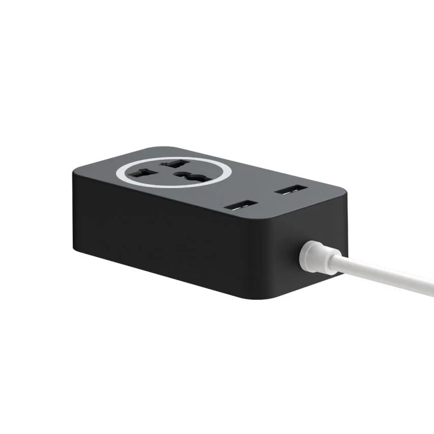 Сетевой удлинитель XO пластик 1,8м черный 2USB 10A