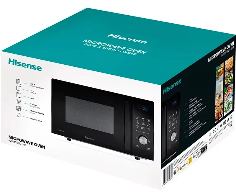 Мікрохвильова піч Hisense з грилем 23 л Чорна