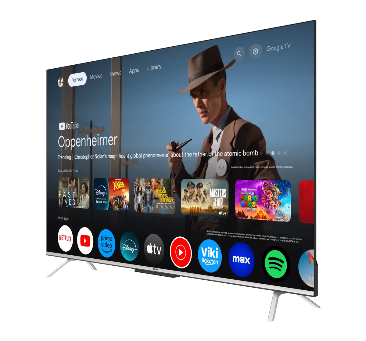 Телевізор ERGO QLED 43 дюйми 4K сріблястий