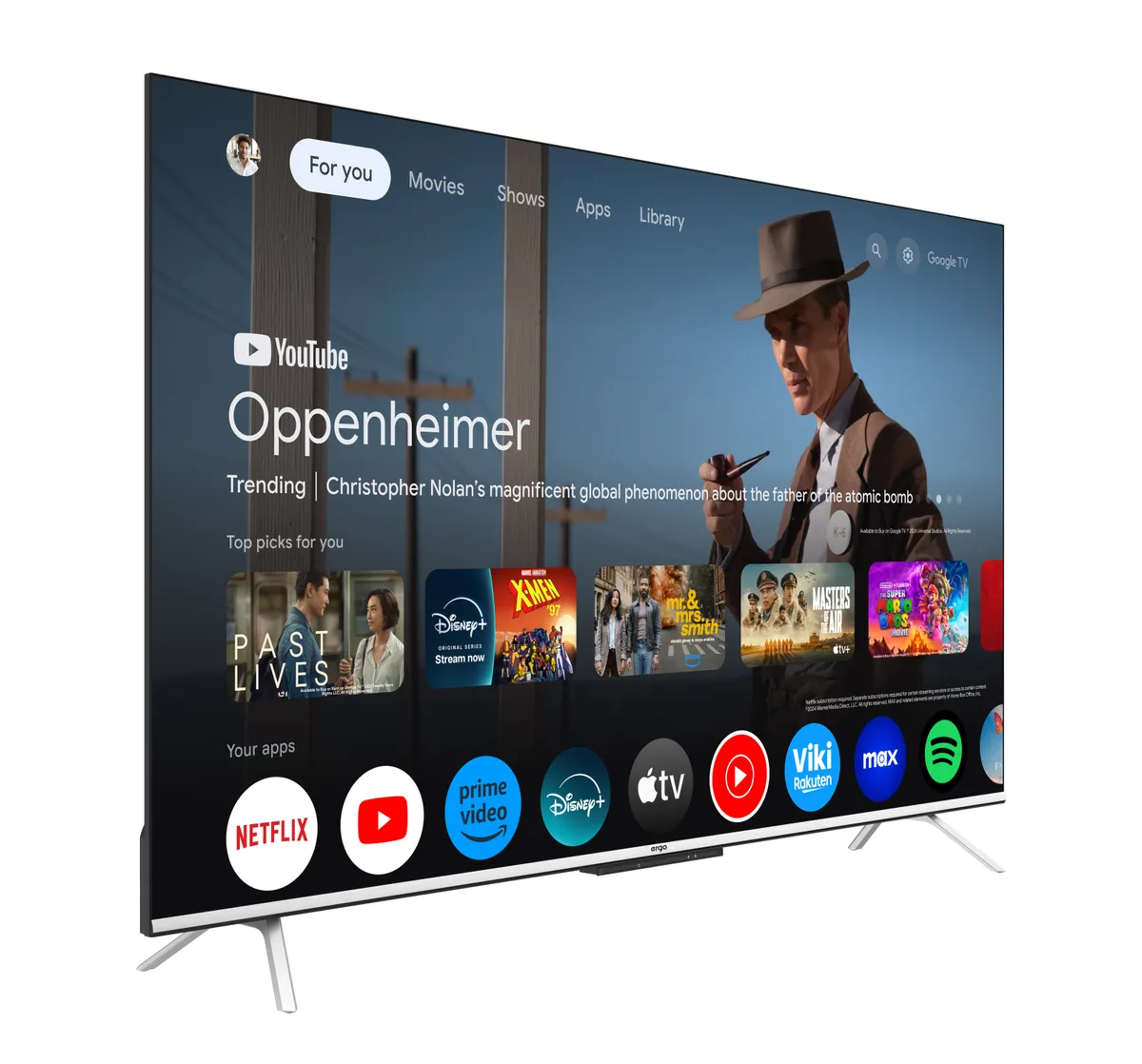 Телевізор ERGO QLED 43 дюйми 4K сріблястий