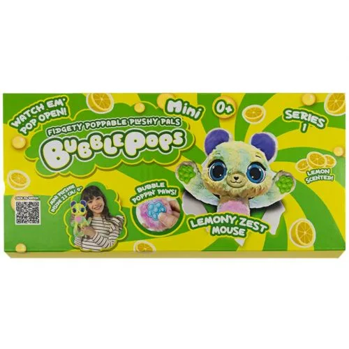 М'яка іграшка Bubble Pops лимонна мишка 20 см гіпоалергенна для дітей з народження