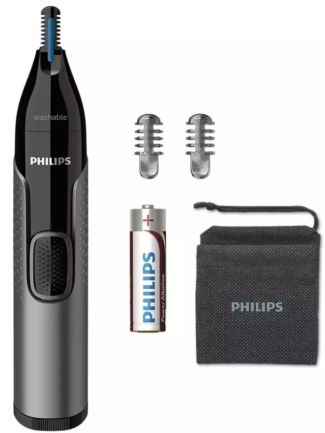 Тример для носа та вух Philips Нержавіюча сталь 2 насадки Сірий