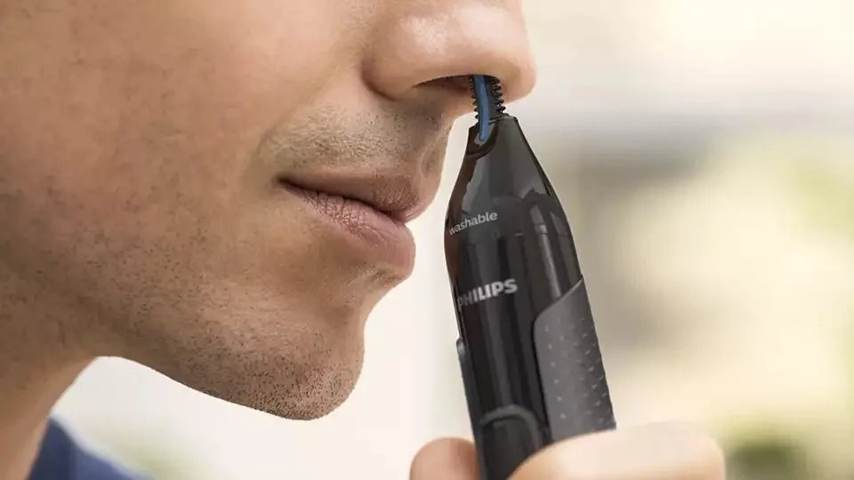 Тример для носа та вух Philips Нержавіюча сталь 2 насадки Сірий